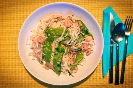 Ταλιατέλες με Γαρίδες και Μπιζέλια